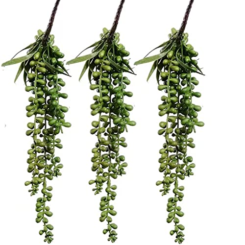 3 Pack Artificial Plant Succulent Plants Hanging String Pearls Plant Fake Lover Tears Plants (15.7")