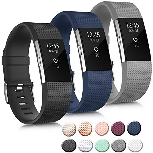 3 Pack Sport Bands Compatible with Fitbit Charge 2