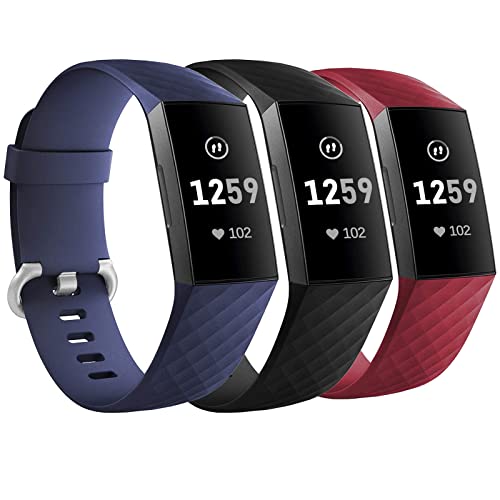 3 Pack Silicone Bands for Fitbit Charge 4/ Fitbit Charge 3/ Charge3 SE