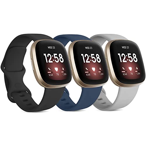 3 Pack Silicone Bands for Fitbit Sense/Versa 3 Smart Watch