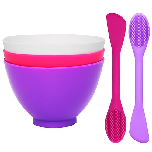 3 Pcs Large Mixing Bowls with 2 Silicone Face Mask Brushes