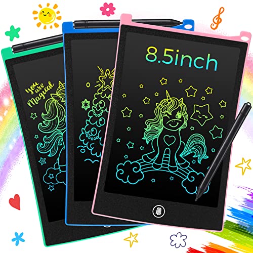 3 Pcs LCD Writing Tablet for Kids 8.5 Inch Colorful Doodle Drawing Tablet LCD Screen Kids Doodle Pad Portable Electronic Drawing Board for Kid Educational and Learning(Arc Black Frame)