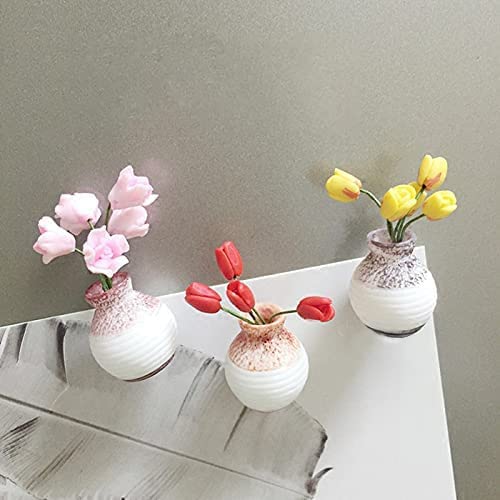 3 Pcs Mini Ceramic Vase Fridge Magnets