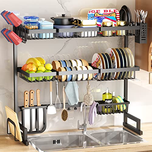 3 Tier Adjustable Over The Sink Dish Drying Rack