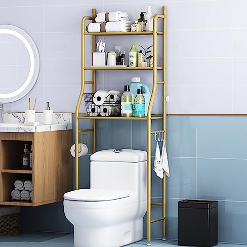 HOOBRO Over The Toilet Storage, 3-Tier Industrial Bathroom Organizer,  Shelves with Adjustable Feet, Easy to Assembly