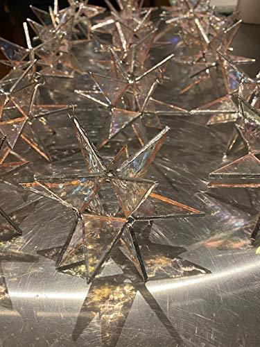 30-Pack Iridescent Real Stained Glass Ornament, Moravian Star, 3x3in