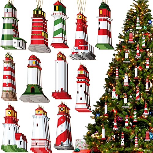 36 Pcs Lighthouse Wooden Christmas Ornaments