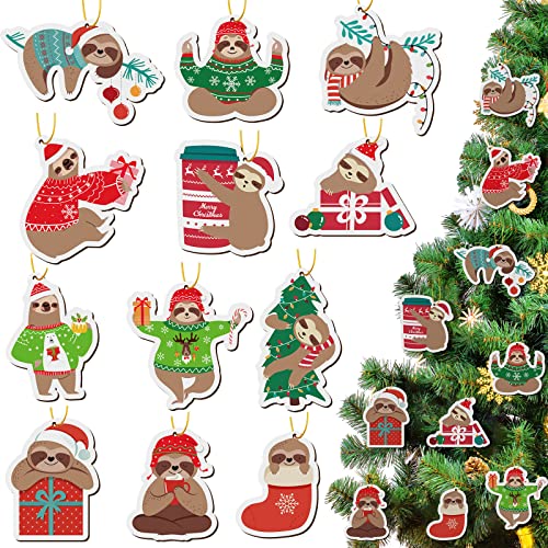36 Pieces Sloth Christmas Ornaments