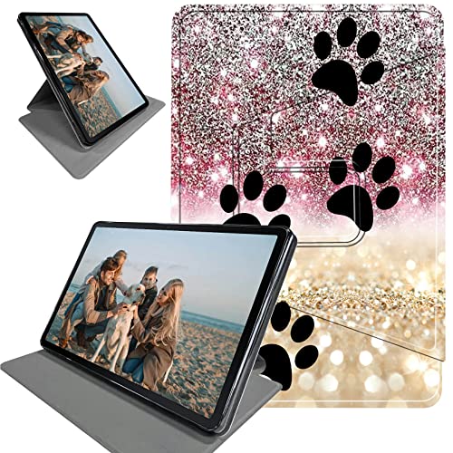 360 Degree Rotation Case for All-New Amazon Kindle Fire 7 Tablet 12th Generation (2022 Release), Lightweight TPU with Auto Sleep/Wake Cover for Kindle Fire 7 Tablet 2022, Black Dog Paw Sparkles