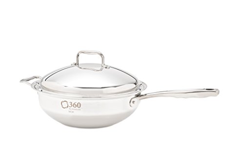 360 Wok with Lid, 5 Quart, Stainless Steel Cookware