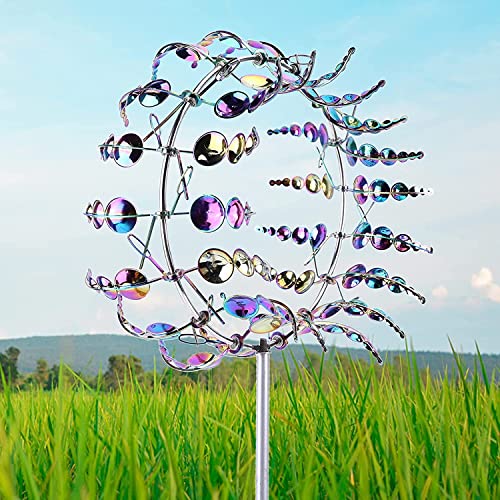 3D Metal Outdoor Wind Spinner - Colorful Garden Wind Sculpture