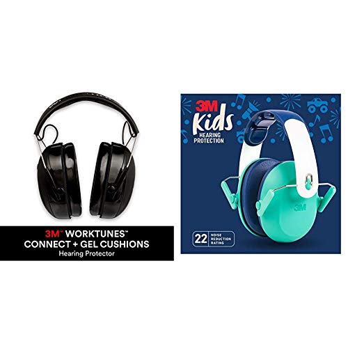 3M WorkTunes Connect + Gel Cushion Hearing Protection & 3M Kids Hearing Protection, Green