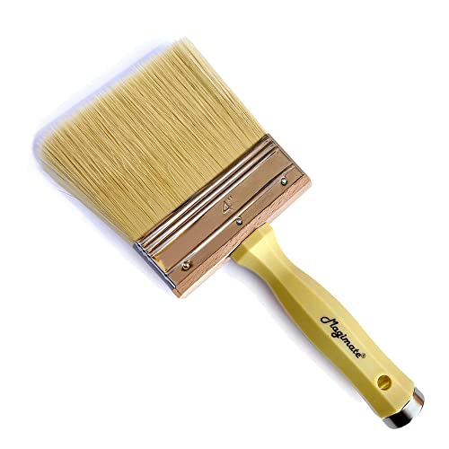 4 Inch Wide Paint Brush Soft Thick Household Bristle Utility Staining Brushes for Deck Railing Fence Siding Interior Exterior Painting, Dusting, Masonry, Wood Stain Block Brush by Magimate