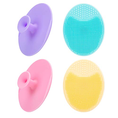 4 Pack Face Scrubber - Soft Silicone Facial Cleansing Brush for Deep Cleaning Skin Care