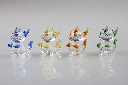 4 Pack Handmade Mini Dragon Art Glass Blown Wild Crystal Animal Figurine Miniature Collectibles Home Decor Style-1