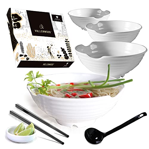 4 XL White Pho Bowls Set