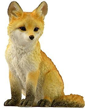 4.5 Inch Sitting Fox Cub Decorative Statue Figurine, Orange and White