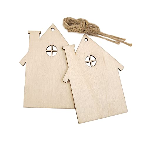 40 Pack Wooden House Cutout Ornaments