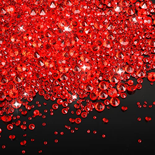 4000 Pcs Red Fake Diamonds Confetti Wedding Crystal Scatter Acrylic Gem Bling Rhinestone Vase Filling