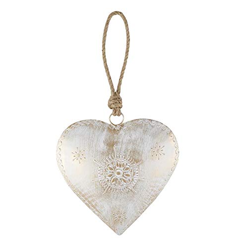 47th & Main Heart-Shaped Iron Ornament, Large, White