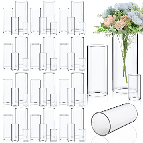 48 Pcs Glass Cylinder Vase Bulk Clear Different Sizes