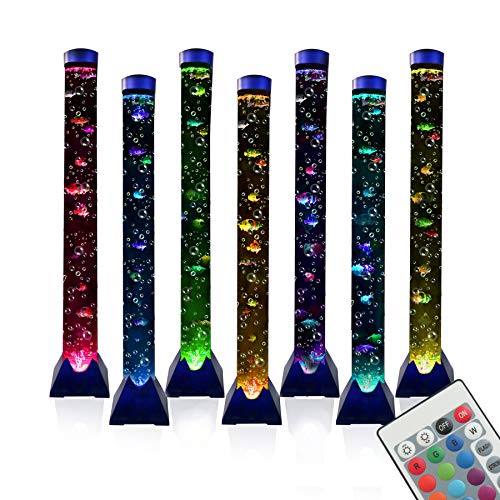 4FT LED Bubble Tube Floor Lamp Extra Large Aquarium Lamp with 10 Fish and Remote Control 20 Light Changes Tall Water Tower Tank Night Light for Bedroom Office Gift for Kids Men Women