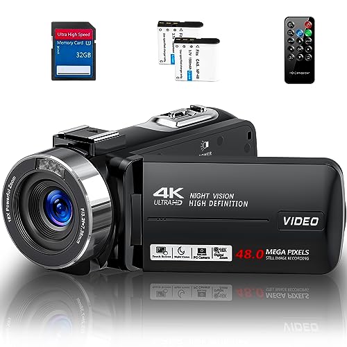 4K Ultra 48MP Video Camera Camcorder with IR Night Vision