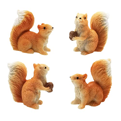 4pcs Squirrel Figures Animal Toy Cake Toppers