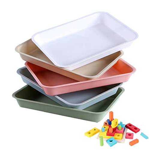 5 Pack Activity Plastic Art Trays, Crafts Organizer Serving Trays for Painting,Beads,Slime and Classroom Home Activities