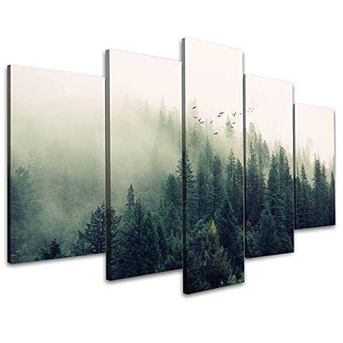 5 Panel Canvas Pine Forest Wall Art