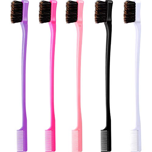 5 Pieces Hair Edge Brush Double Sided Control Hair Brush Comb Combo Pack Smooth Comb Grooming