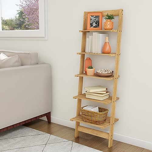 5-Tier Ladder Shelf - Wooden Narrow Book Shelf by Lavish Home