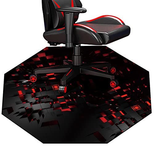 51" X 51" Large Gaming Chair Mat, Natural Rubber Computer Chair Mat for Hard Floor, Game Floor Protector for Hardwood Floor, Soft/Non-Slip/Scratch-Resistant & Washable (Octagon-3D)