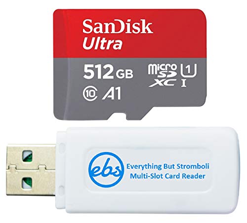 SanDisk Micro SDXC Ultra Class 10 UHS-1 512GB Memory Card Works with Nintendo Switch OLED Model Gaming System (SDSQUA4-512G-GN6MN) Bundle with (1) Everything But Stromboli SD & MicroSD Card Reader