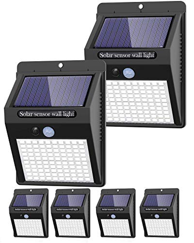 6 Pack Solar Lights Outdoor, 3 Modes/100LED Solar Security Lights Wireless IP65 Waterproof Solar Motion Lights Outdoor Solar Wall Lights Outdoor Lights for Front Door, Backyard, Garage, Deck...