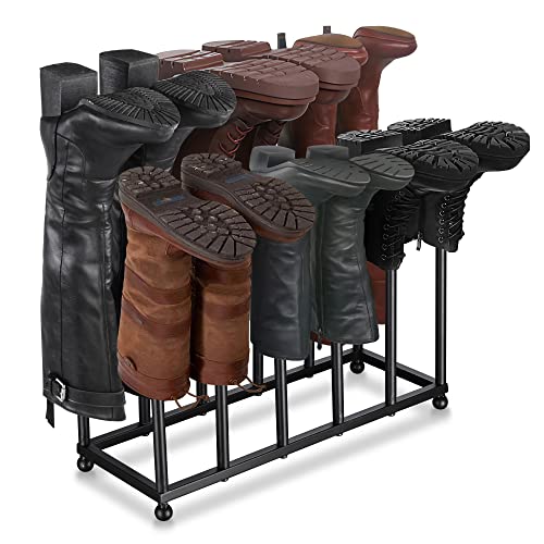 6 Pair Boot Rack Black Metal Shoe Shelf