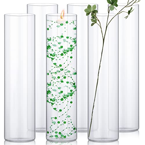 6 Pcs Glass Cylinder Vases Bulk for Centerpieces