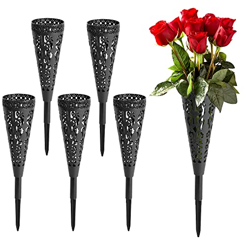 6 pcs Grave Vase,Memorial Floral Vase, Cemetery Grave Cone Flower Holder, Cemetary Vase with Spike for Grave Decorations,Grave Lawn Memorial(Cone, 6)