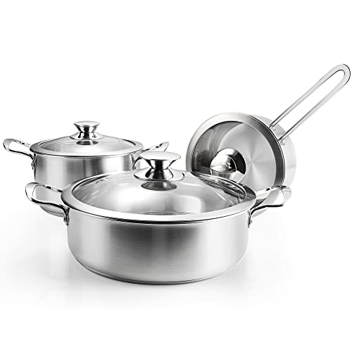 6-Piece Stainless Steel Cookware Set with Induction Compatibility