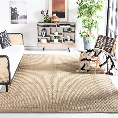 6' Square Grey Seagrass Basketweave Area Rug