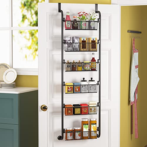 Shengsite Over The Door Pantry Organizer, 4+4 Tier Wall Mounted Spice Rack, Pantry Door Organizer with 4 Long and 4 Short Baskets, Pantry Door