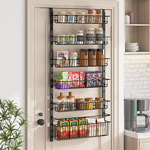 6-Tier Pantry Door Organizer with Adjustable Baskets