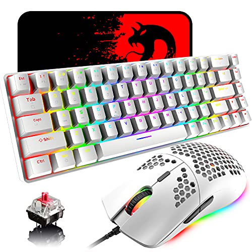 60% Mech Gaming Keyboard & Mouse Bundle - White/Red Switch