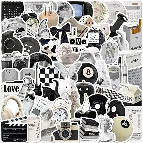 61Pcs Vintage Black and White Stickers