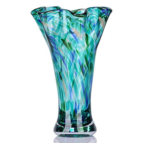 7.9" H Teal Glass Vases for Flowers