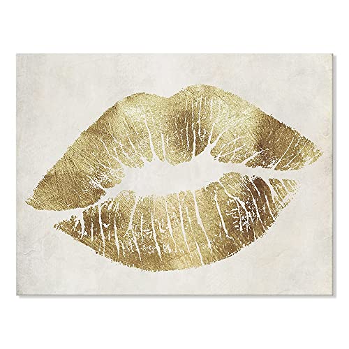 7CANVAS Gold Sexy Lips Wall Art
