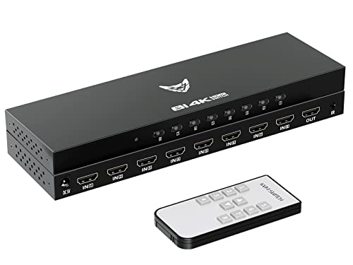 8-in-1 HDMI Switch Box with Remote - 4K Support