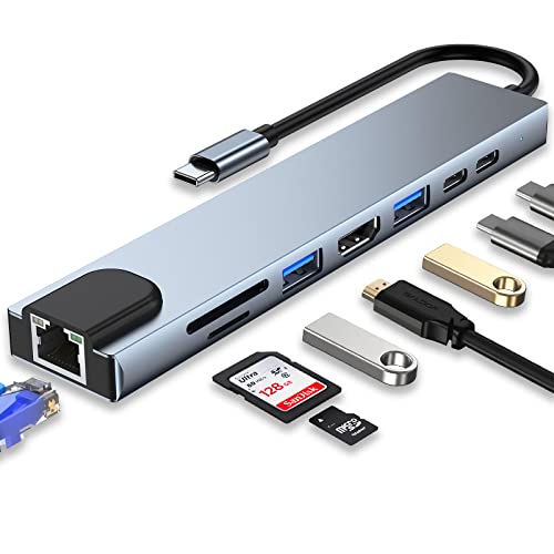 8-in-1 USB C HUB with 4K HDMI, 100W PD, USB 3.0, and more