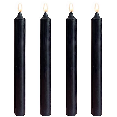 8 inch Black Taper Candles - Set of 4