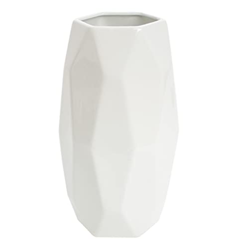 8 Inch Tall White Glossy Ceramic Vase